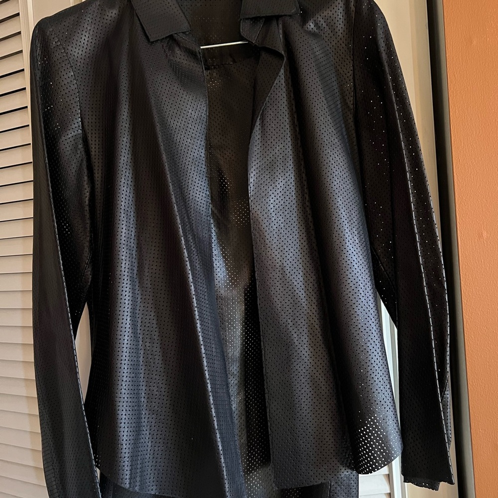 Identity by Lord and Taylor Leather 2 piece skirt set. Size 2